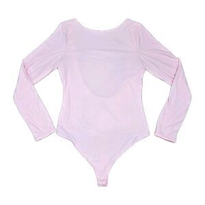 SUUKSESS Pink Long Sleeve Bodysuit Women M Stretch Scoop Back Slim Fit NWOT